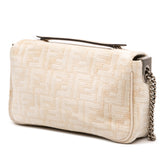 FF Chenille and Leather Chain Midi Baguette
